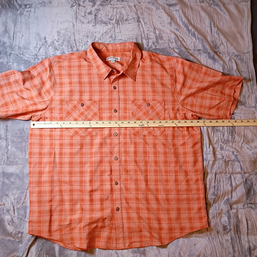 Orvis‎ Mens XXL Orange Plaid Short Sleeve Button Down Fishing Shirt 1494392 - Picture 7 of 8